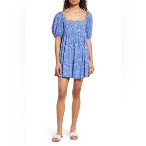 Melrose and Market Blue Puff Sleeve Mini Dress
